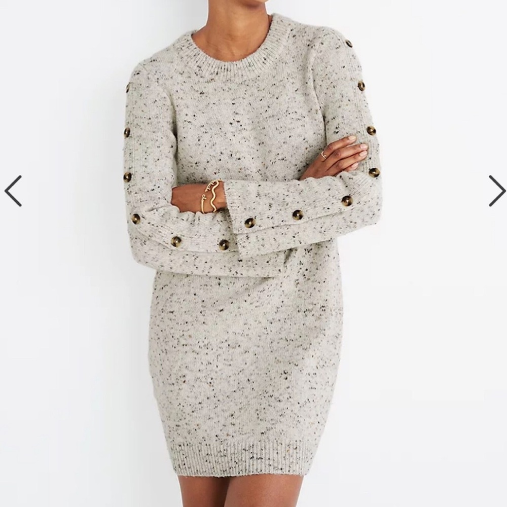 Madewell speckled button sleeve sweater dress